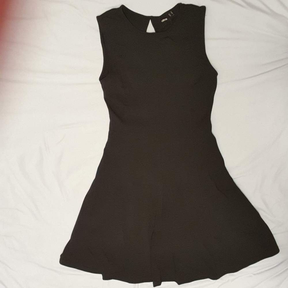 ASOS Semi Open Back Skater Dress, Black, sz 2